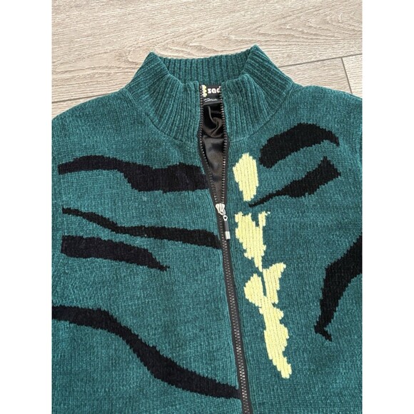 Jamie Sadock Sweater Womens L Green Full Zip Thick Knit Lined Golf Casual - Picture 3 of 8